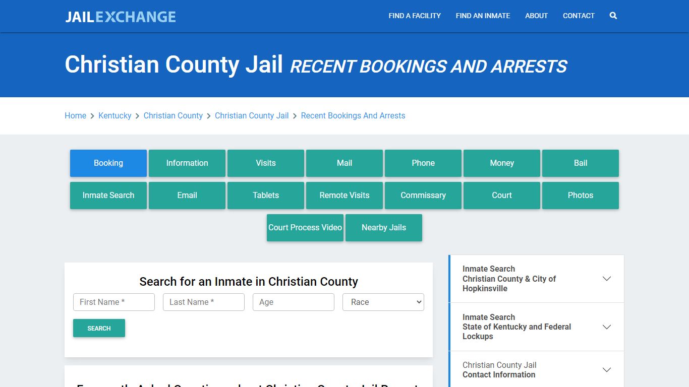 Christian County Jail Recent Bookings And Arrests - Jail Exchange